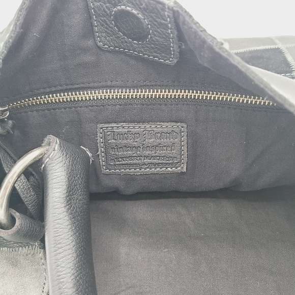 Lucky Brand Patchwork Suede Leather Purse Hobo Bag - Picture 4 of 7